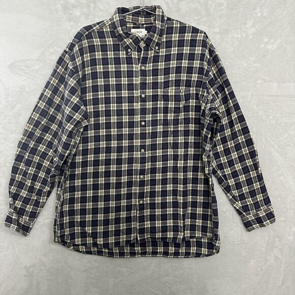 J.Crew Plaid Flannel Shirt Mens Large Thick Cabin Winter Work Rugged Preppy - Picture 1 of 8